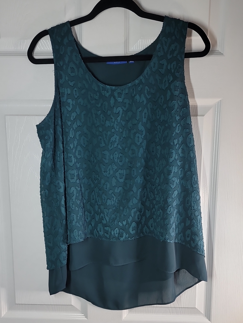 Apt. 9 Teal Sleeveless Layered Animal-Print Blouse